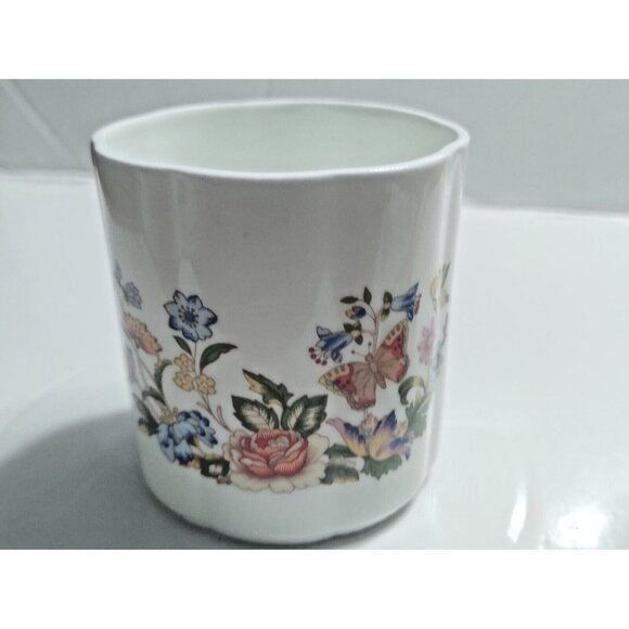Aynsley Vintage Bone China Cottage Garden - Lidded Jam Pot Butterfly Handle 5" - Picture 11 of 14